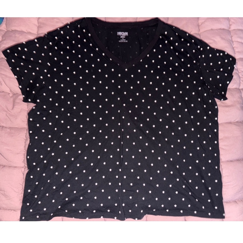 Torrid Women's Black Star Print V-Neck Tee Heritage Jersey Size 3 (3X)